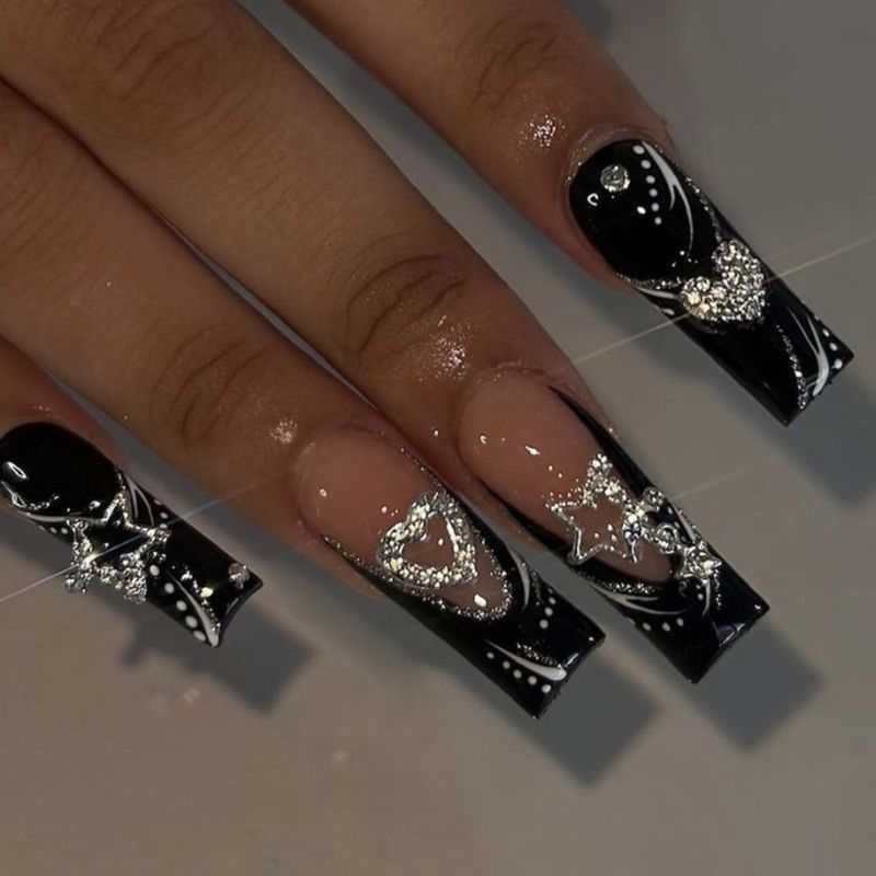 Chinese nail art stickers flashing star pendants alloy wearable nails false nails press on nails_voghion.com