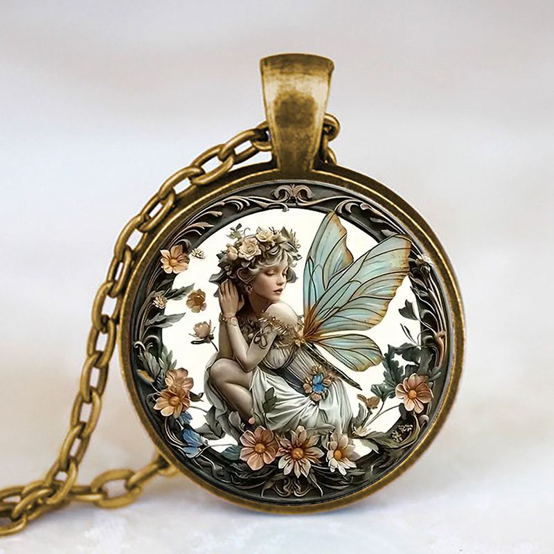 Collana con ciondolo in lega di vetro retrò dolce angelo all'ingrosso_voghion.com