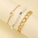 Minimalistisches kubanisches Armband-Set mit dicker Kette und Perlenblume für den Sommer_voghion.com