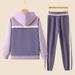 Trendy Hooded Lounge Set For Teens – Soft Cotton-Polyester Mix, Color-Block Design (M-4XL, 4 Elegant Shades)_voghion.com