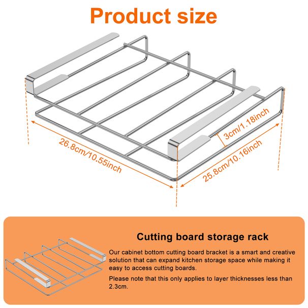 Mensola sottopensile - Portaoggetti sospeso per taglieri e coperchi di pentole, salvaspazio, organizer da cucina UE_voghion.com