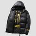 Black Gold Short Hooded Couple Style Coat Glossy Thickened Warm Cotton Clothing Outdoor Puffer Jacket_voghion.com