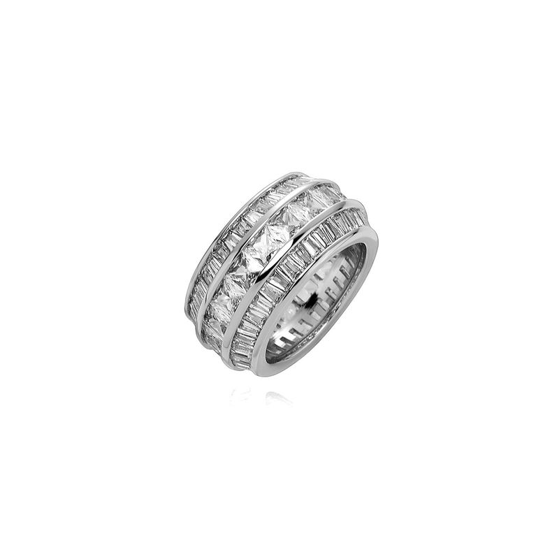 Jinao Jewelry New Baguette Dreireihiger quadratischer Herrenring aus echtem Gold, galvanisiert, Hip-Hop-Diamant_voghion.com