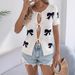 2025 Spring Summer Casual Sexy Color Block Bow Tie Knit Vacation Cardigan Women's Fashion_voghion.com