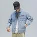Men's Oversized Denim Jacket Trendy Streetwear Coat Casual Loose Fit, Hooded Workwear Style, Spring Autumn Fashion (Gray, Light Blue) Sizes M To 4XL_voghion.com