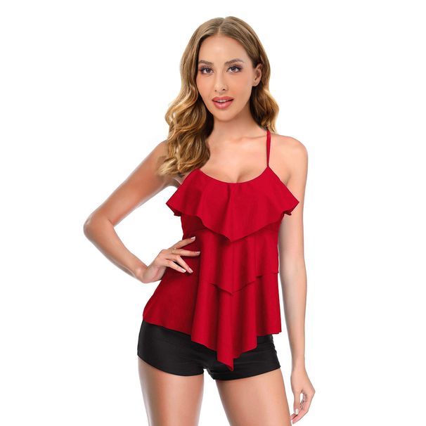 Maillot de bain conservateur couvrant le ventre, avec ensemble deux pièces à volants et boxer, pour femmes matures, 2025_voghion.com