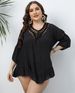 Beach Series Plus Size Women's Hand Hooked Patchwork Sexy Open Back Ruffle Short Beach Blouse_voghion.com