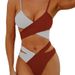 Vêtements pour femmes Maillot de bain Maillot de bain pour femme Ensemble bikini de couleur assortie Maillot de bain deux pièces_voghion.com