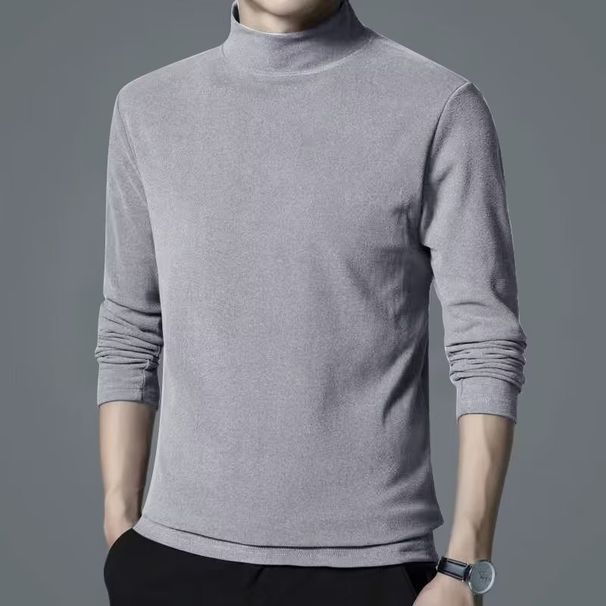 Meeste pika varrukaga T-särk, meeste poolkõrvakaelusega ühevärviline vabaaja sisekrae keskpaigast alumise äärega särk, trendikas sügis- ja talvesärk_voghion.com