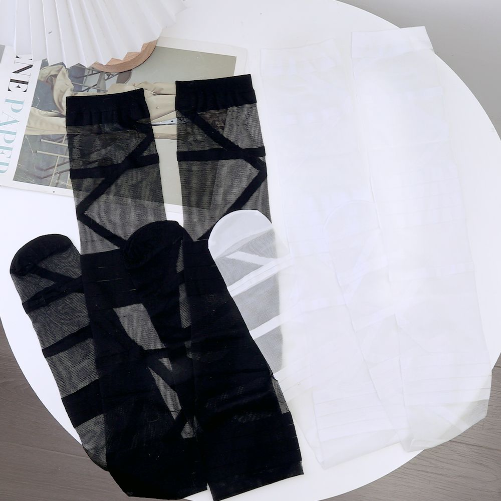 Gothic Lolita Strümpfe Für Frauen Ultradünne Transparente Seidensocken Oberschenkelhohe Lange Socke Y2k Mädchen Kniestrümpfe Strümpfe_voghion.com