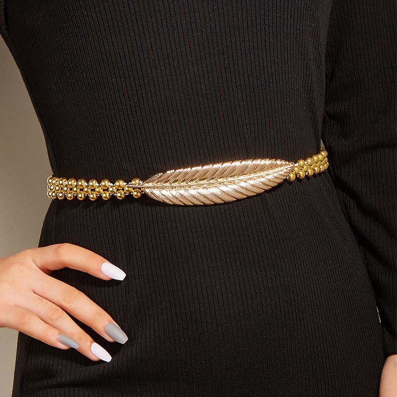 Gürtel, Damendekoration, Metall Silber Gold passender Rock, Kleid, dünne elastische Gürtelkette, Taillensiegel_voghion.com