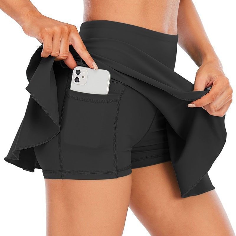Women's tennis skirt sports golf pleated skirt fitness shorts_voghion.com