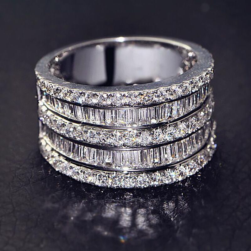 Cao Shi's New Five Row Shiny Atmospheric Women's Ring, Fashionable Proposal And Engagement Jewelry, Oversized Gift Ring_voghion.com