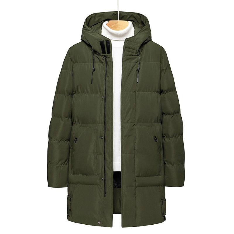 Abbigliamento maschile Giacca imbottita in caldo cotone Cappotto invernale Giacca imbottita in cotone spesso Giacca imbottita in cotone di mezza età Nuova Giacca imbottita in cotone di media lunghezza_voghion.com