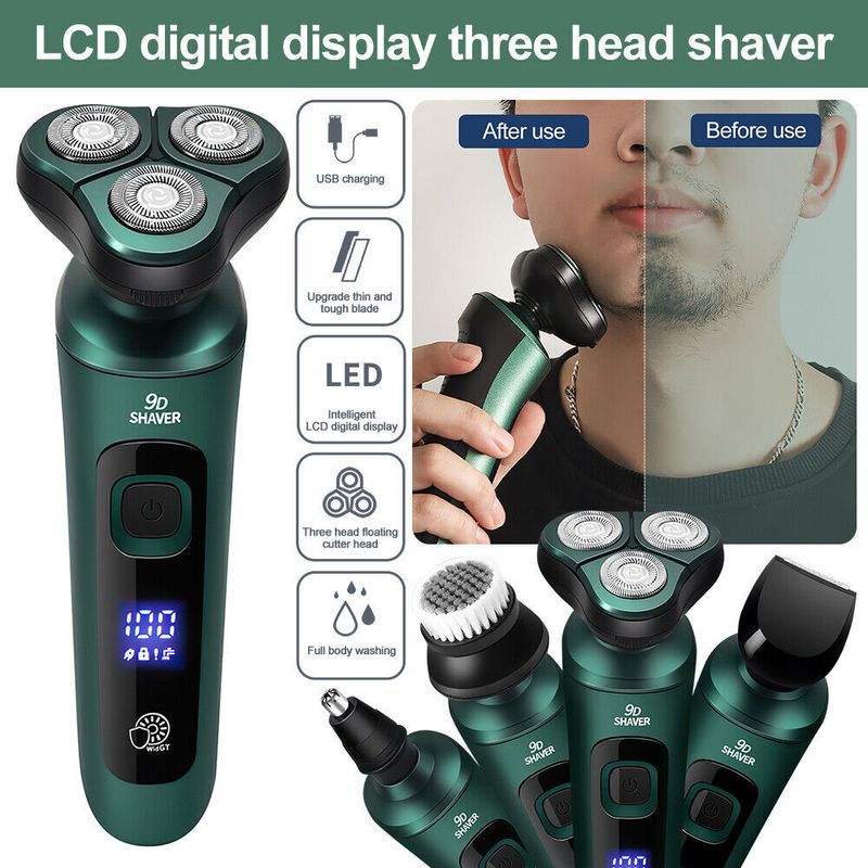 4 In 1 Mens Electric Shaver Razor Wet/Dry Rechargeable Rotary Cordless Charging_voghion.com