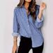 Women's Clothing New Casual Striped Long Sleeved Button Shirt Female_voghion.com