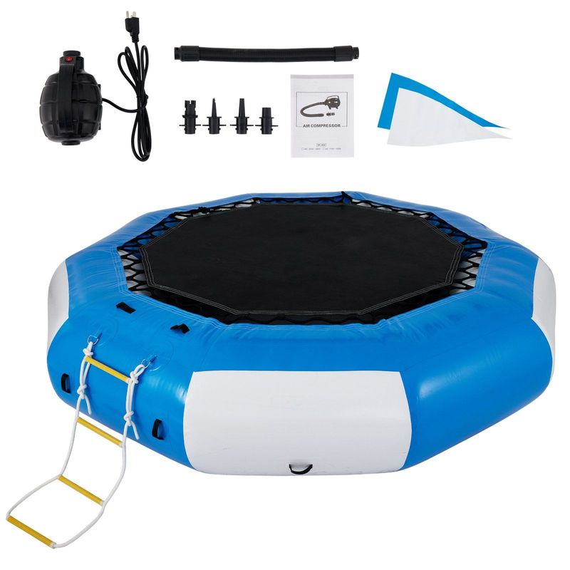 VEVOR 13ft Inflatable Water Bouncer, Water Trampoline Splash Padded Inflatable Bouncer Bounce Swim Platform For Water Sports_voghion.com