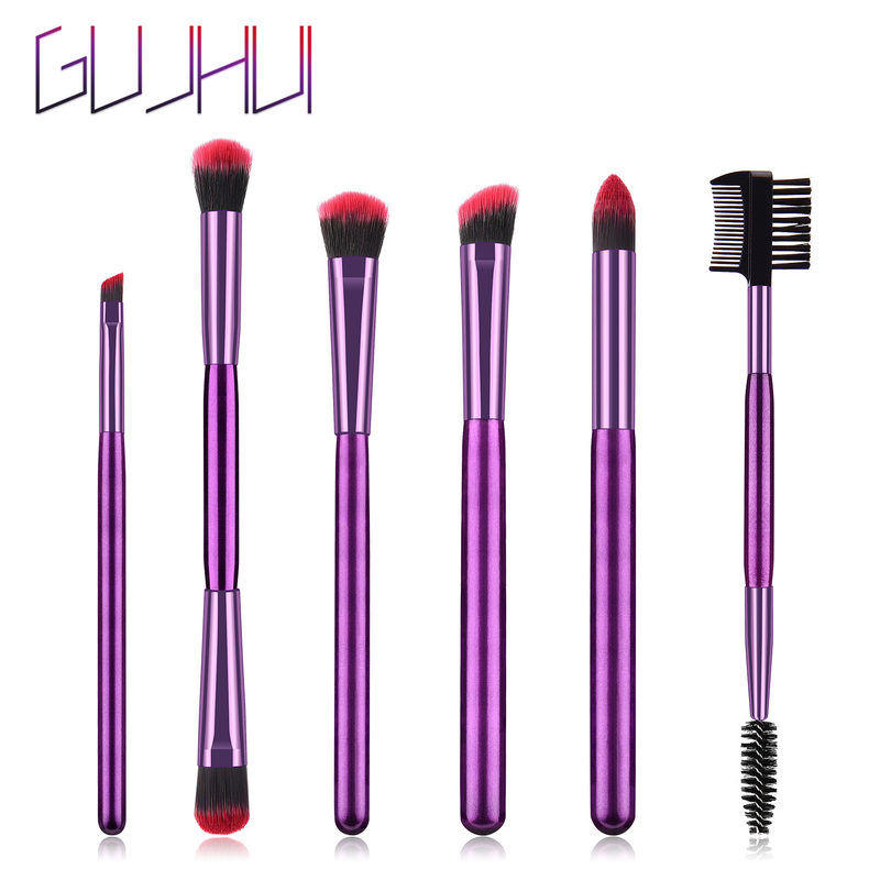 Pennelli per trucco da 6 pezzi, capelli viola, rossi e neri, set di strumenti per il trucco degli occhi GUJHUI_voghion.com
