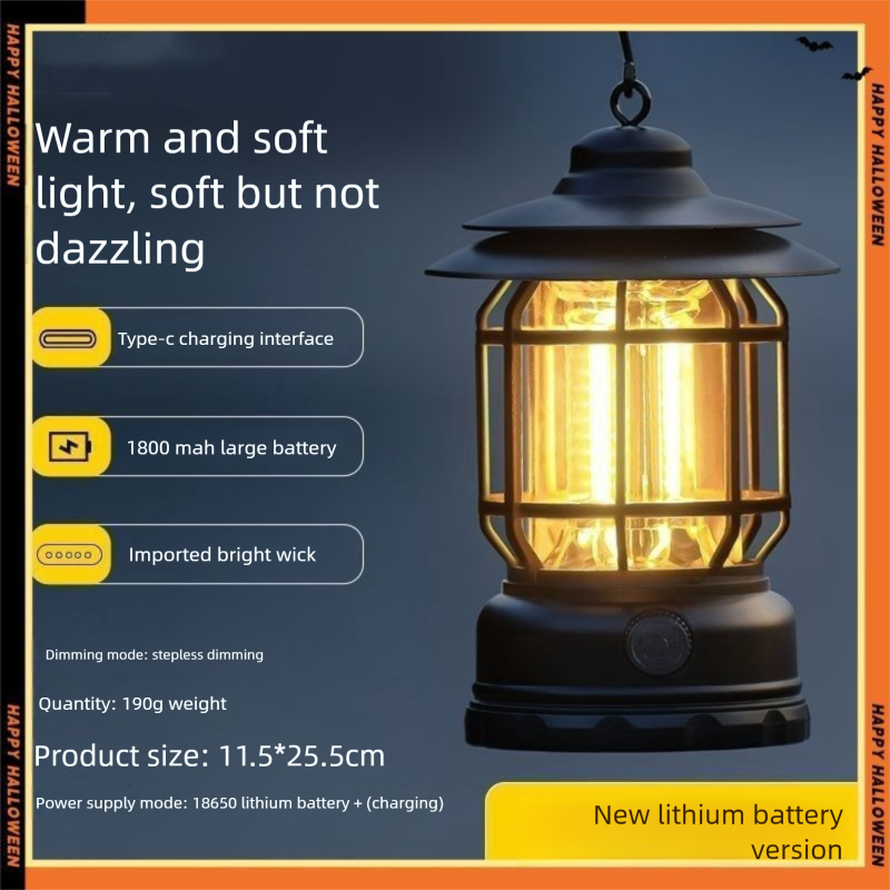 Lanterne d'extérieur à batterie longue durée, rechargeable, pour camping, atmosphère, type suspendu_voghion.com