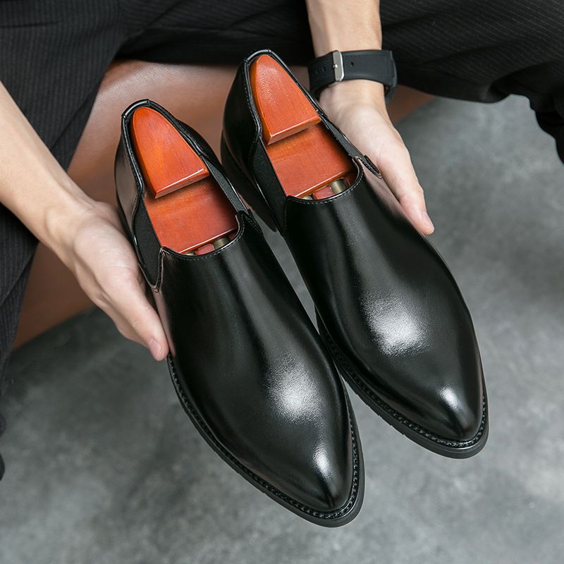 Zapatos casuales de cuero de gran tamaño para uso exterior, zapatos puntiagudos, mocasines sin cordones_voghion.com
