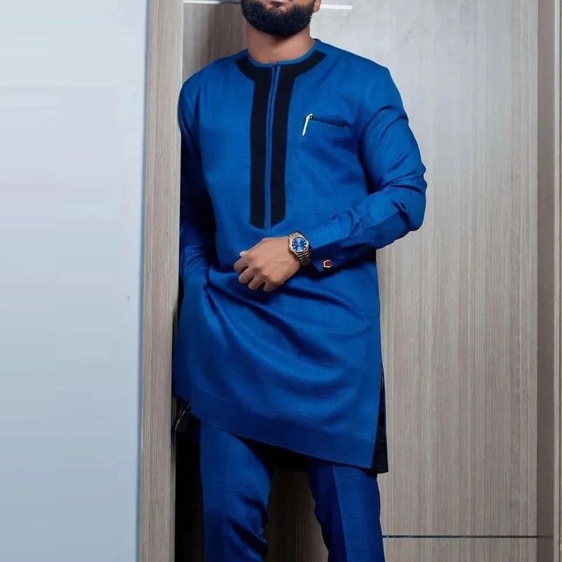 Terno masculino para casamento, 2 peças, calça, cor sólida, gola redonda, manga comprida, estilo festivo_voghion.com