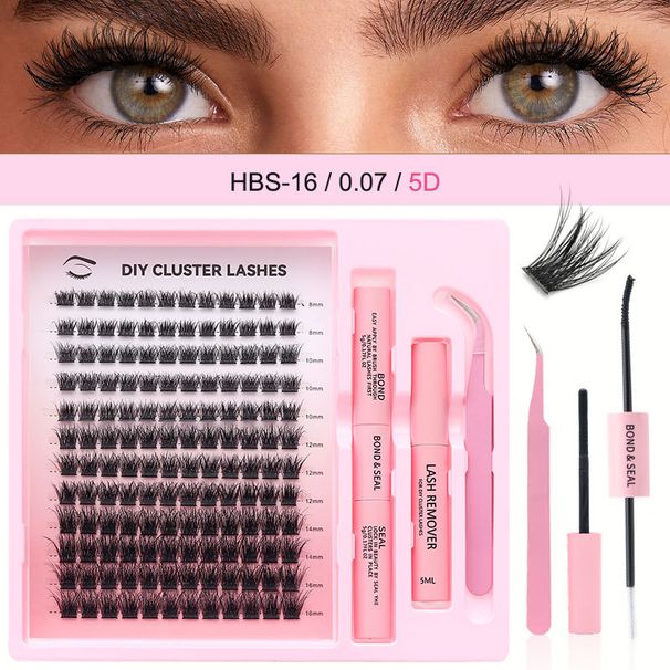 Conjunto de cílios postiços faça você mesmo 8 16 mm comprimento misto cílios HBS15 16 T50 cola conjunto de ferramentas D curvatura_voghion.com