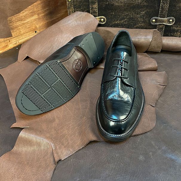 Low Top Herren Kopfschicht Bison Ledermaterial Frühling Casual All Fashion Atmungsaktive Alltagskleidung Herrenschuhe_voghion.com