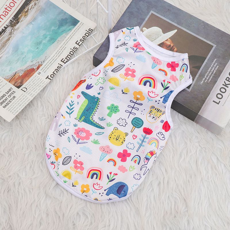 Spring And Summer Breathable Comfortable Pet Vest Cartoon Cat Teddy Bichon Pomeranian Puppy Clothes_voghion.com