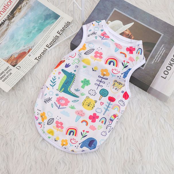 Spring And Summer Breathable Comfortable Pet Vest Cartoon Cat Teddy Bichon Pomeranian Puppy Clothes_voghion.com