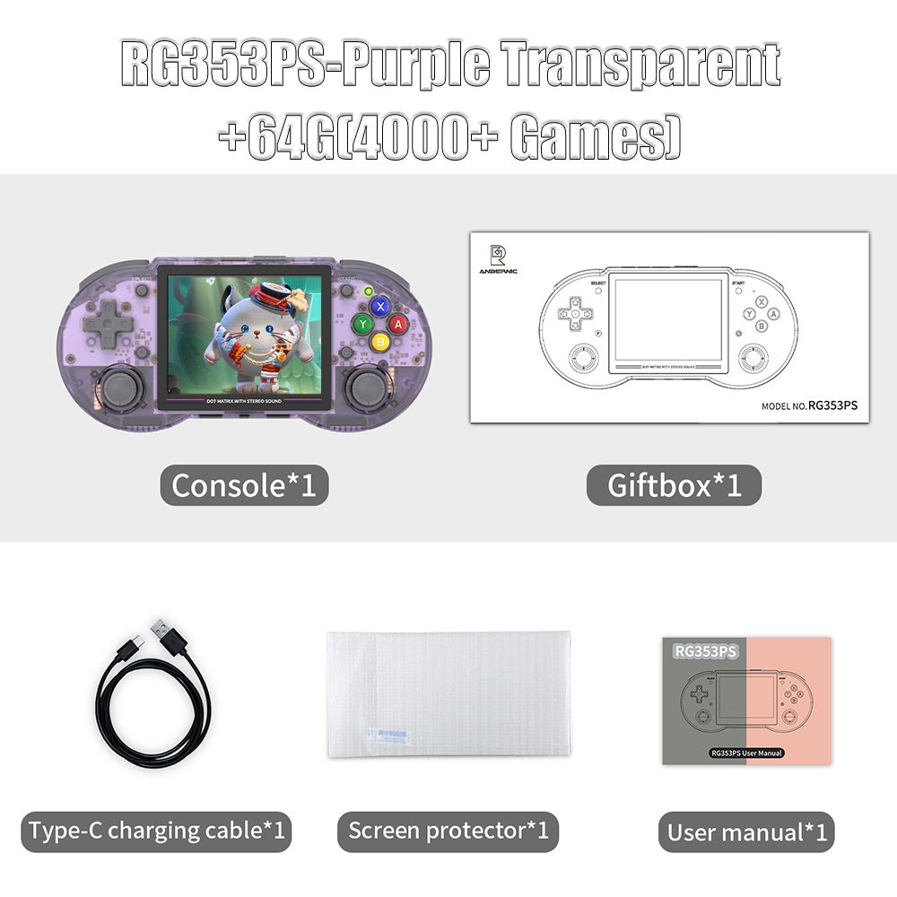 ANBERNIC RG353PS RG353P 64 Bit Handheld Console Linux System 3.5-inch IPS Screen Retro Game Player HDMI-compatible 3500_voghion.com