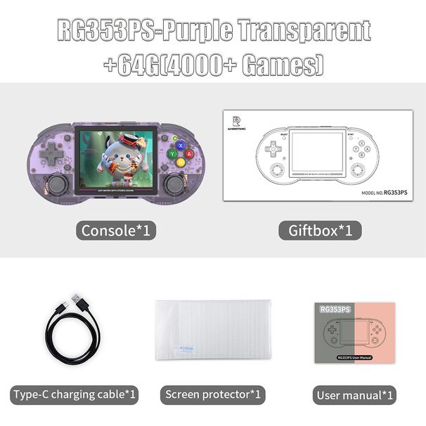 ANBERNIC RG353PS RG353P 64 Bit Handheld Console Linux System 3.5-inch IPS Screen Retro Game Player HDMI-compatible 3500_voghion.com