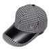 Hat Women's Houndstooth Spliced PU Leather Brim Baseball Cap Autumn and Winter Style M Label Thickened Warm Korean Internet Red Peaked Cap_voghion.com