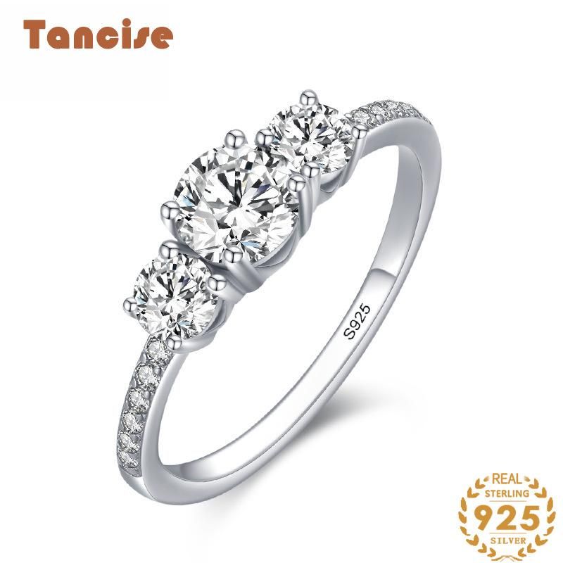Tancise Anello in argento con zirconi classici Gioielli da donna Promessa di nozze Regalo per feste_voghion.com