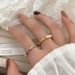 Perlenring für Damen, silberner schlichter Metallring mit unregelmäßiger geometrischer Form, Geschenkschmuck, 2024_voghion.com