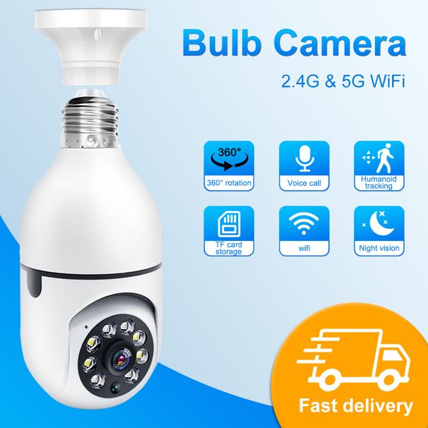 Kamera Wi-Fi 2.4G i 5G 5MP Zewnętrzna bezprzewodowa CCTV IP E27 4-krotny zoom cyfrowy Nadzór domowy Inteligentne śledzenie Bezpieczeństwo_voghion.com