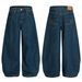 G6875 American Trendy Neutral Street Retro Nostalgic Blue Design Loose Men's Washed Scimitar Jeans_voghion.com