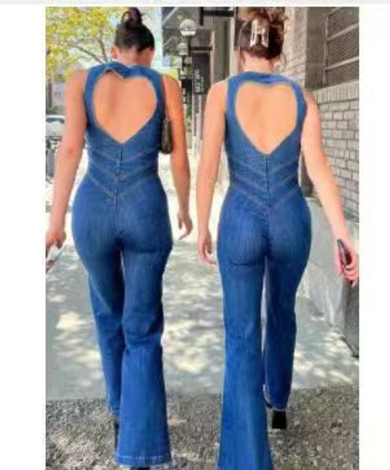 Women's Slim Slim Fashion Street Retro Style High-waisted Denim Romper_voghion.com