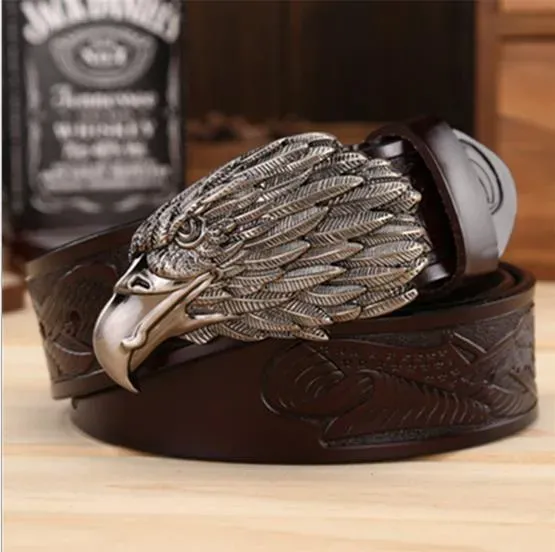 2023 Neuer Gürtel Großer Designer für Männer Kupfer Adler Schnalle Herren und Damen Bund Rindsleder Gürtel_voghion.com