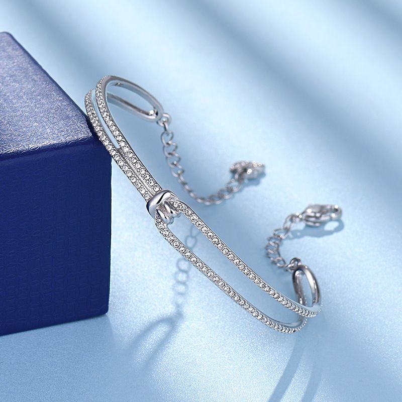 Mazgo apyrankė moterims Rožinio aukso asimetrinė apyrankė iš krištolo elementų_voghion.com