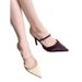 Plus Size Women's 41 To 42 Wide Fat Feet Summer New French Style Purple High Heels Pointed Shoes Closed Toe Mules_voghion.com