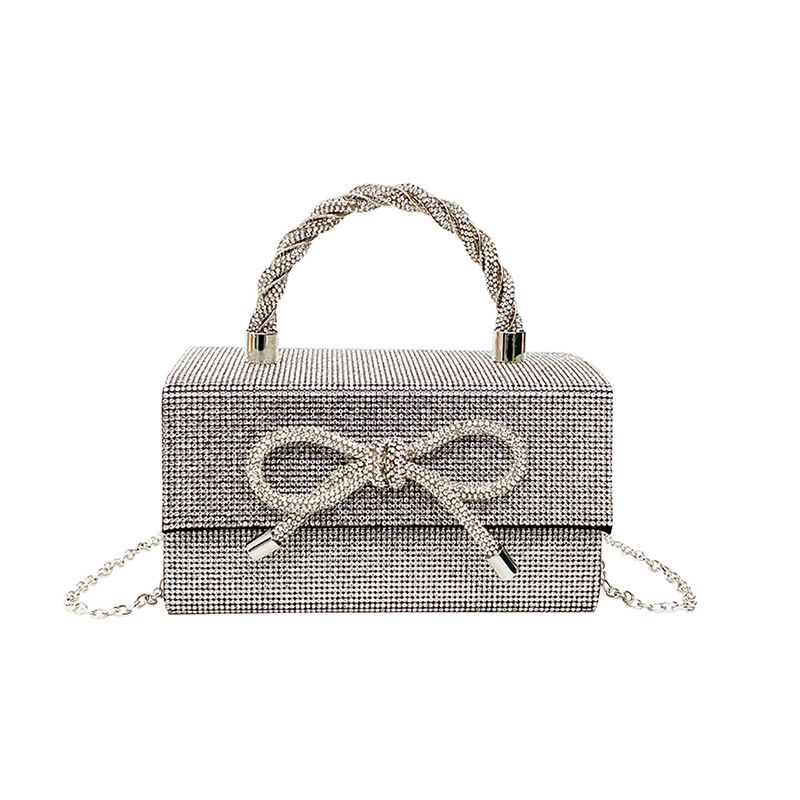 Borse da donna, borse da donna, moda, strass, fiocco, tracolla alla moda, piccola borsa quadrata_voghion.com