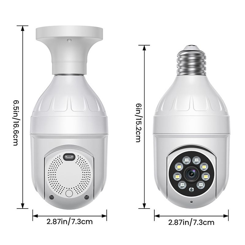 Żarówka E27 HD Kolorowa Nocna Wizja Monitoring Bezpieczeństwa 360 stopni Bezprzewodowa Kamera WiFi_voghion.com