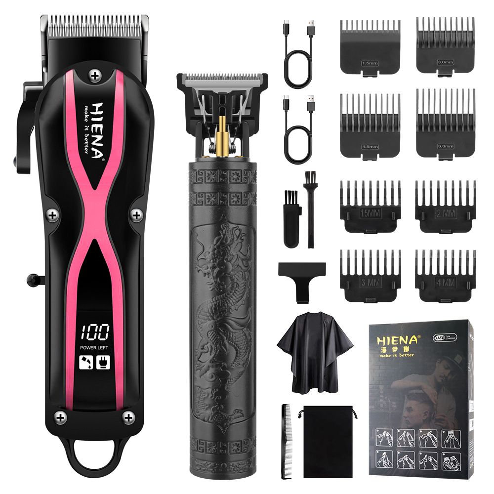 Professional Hair Clipper & Trimmer Set – Digital Display, 3-6H Runtime, Waterproof Blades For Bald Fades, Beard & Pet Grooming (12 Configurations)_voghion.com