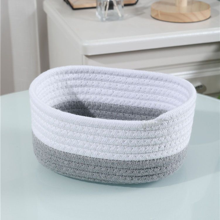 Nordic Square Storage Basket With Handles - Woven Cotton Rope Organizer For Snacks & Desk Essentials_voghion.com