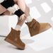 Genuine leather snow boots women's short tube 2024 winter new casual thick bottom Velcro warm non slip cowhide cotton boots_voghion.com