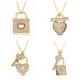 Japanese And Korean Style High-End Lock Key Pendant Necklace For Women Copper Gold-Plated Heart Micro-Inlaid Zirconia_voghion.com
