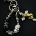 Portachiavi con ciondolo in vita Cleanfit, perline di pietra sfumate bianche e nere, fatto a mano, vintage Ainworth, commercio elettronico transfrontaliero_voghion.com