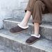 New Autumn Winter New Flat Mules With Fleece Thick Sole Half Slippers New Style Slip-On Women's Shoes_voghion.com