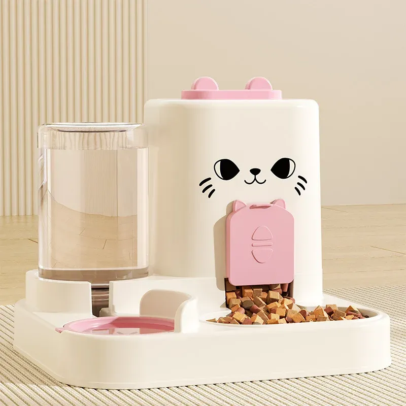 2-in-1 Cartoon Automatischer Futter- und Wasserspender für Haustiere, auslaufsicherer ABS-Kunststoff, Futternapf mit großem Fassungsvermögen für Hunde und Katzen_voghion.com