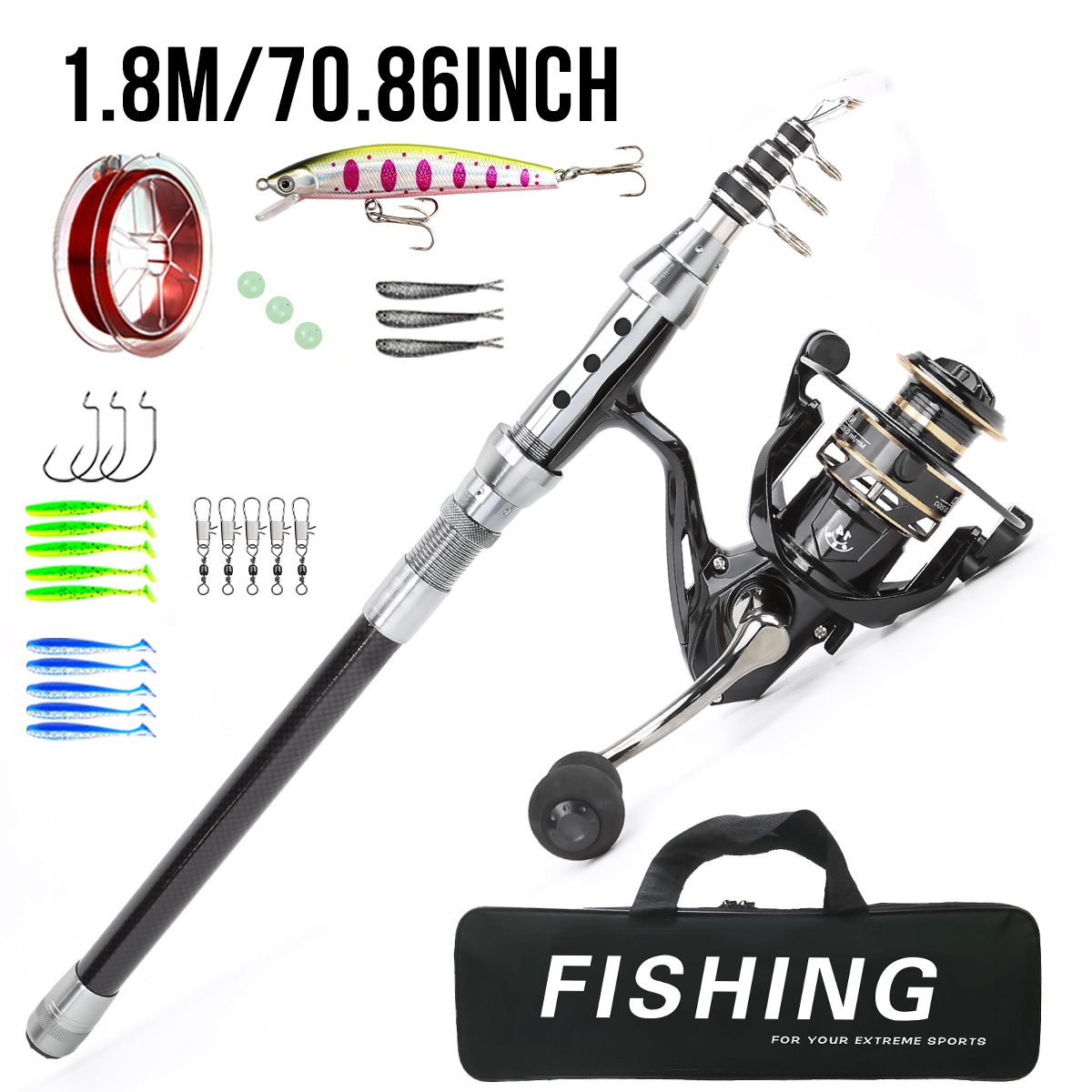 Conjunto de iscas modelo mais vendido, vara de pescar longa Topmouth Culter Bass Casting Sea Snakehead_voghion.com